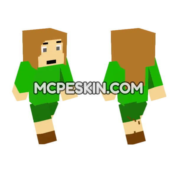 Female Baldi Minecraft Bedrock skin, front and back