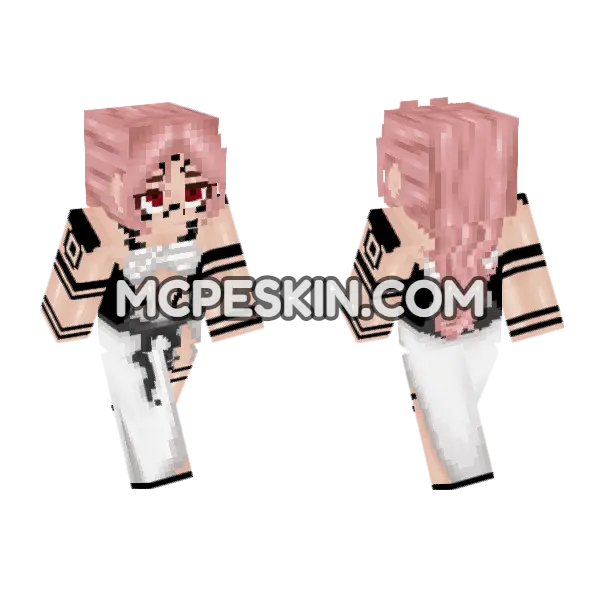 Female Sukuna Minecraft Bedrock skin, front and back