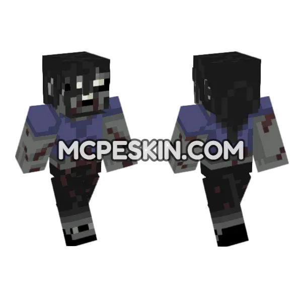 Female Zombie Minecraft Bedrock skin, front and back