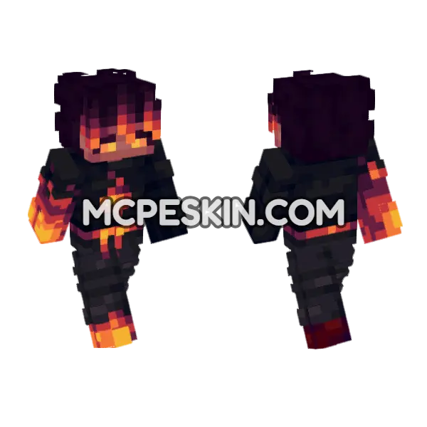Fiery Lava Skin Minecraft Bedrock skin, front and back