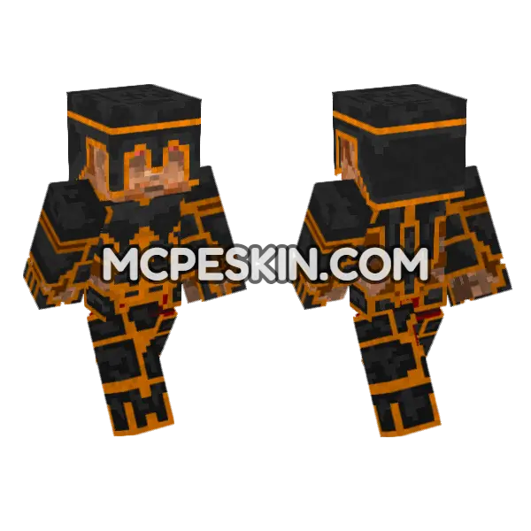 Fiery Warrior Minecraft Bedrock skin, front and back