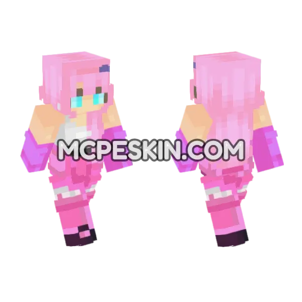 Fifi Pink Outfit Minecraft Bedrock skin, front and back