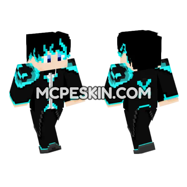 Fine Neon Suit Minecraft Bedrock skin, front and back