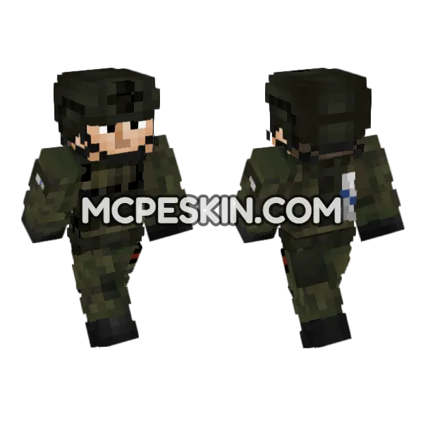 Finland Army Soldier Minecraft Bedrock skin, front and back