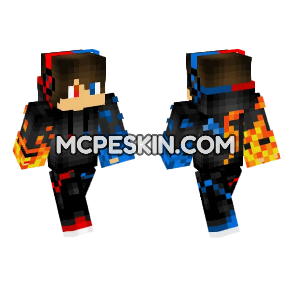 Fire and Ice Skin Minecraft Bedrock skin, front and back
