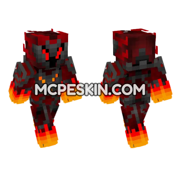 Fire Knight Minecraft Bedrock skin, front and back