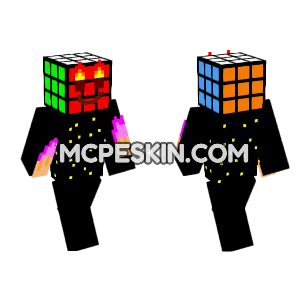 Floating Rubiks Cube Minecraft Bedrock skin, front and back