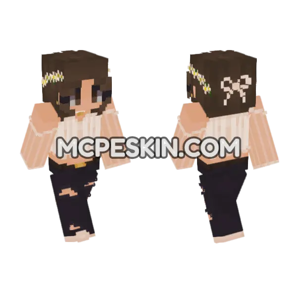 Floral Crown Girl Minecraft Bedrock skin, front and back
