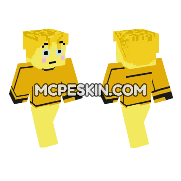 Flushful Yellow Outfit Minecraft Bedrock skin, front and back