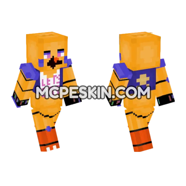FNAF Chica Minecraft Bedrock skin, front and back