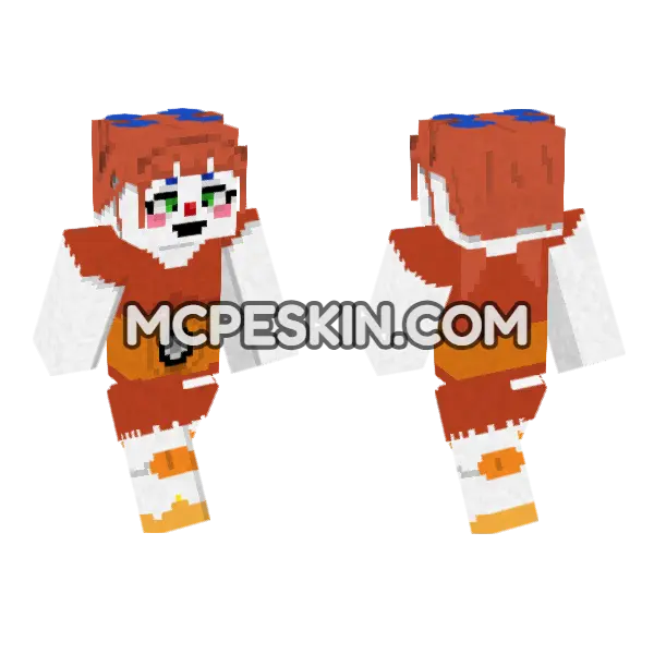 FNAF Circus Baby Minecraft Bedrock skin, front and back