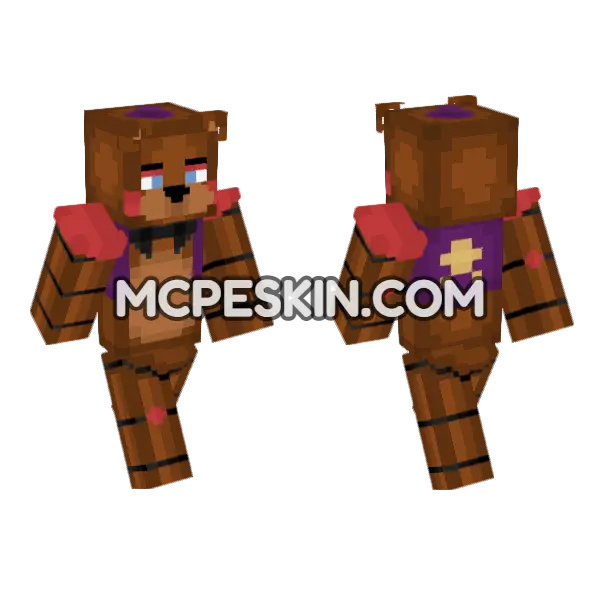 FNAF Freddy Seasons 1 & 2 Minecraft Bedrock skin, front and back