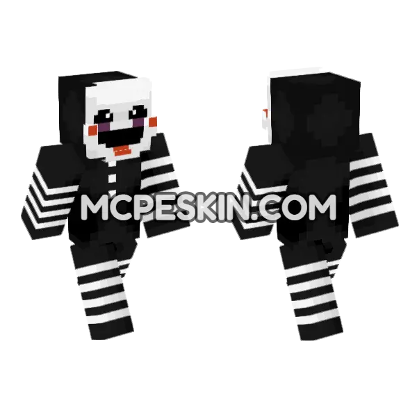 FNAF Ghost Trail Puppet Minecraft Bedrock skin, front and back