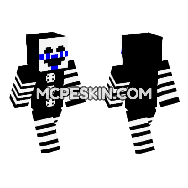 FNAF Puppet Azul Minecraft Bedrock skin, front and back