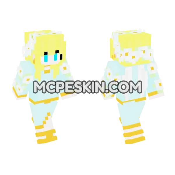 Fox Shy Bunny Angel Minecraft Bedrock skin, front and back