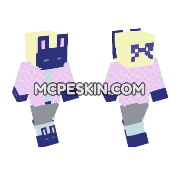 Fox Shy Bunny Jam Skin Minecraft Bedrock skin, front and back