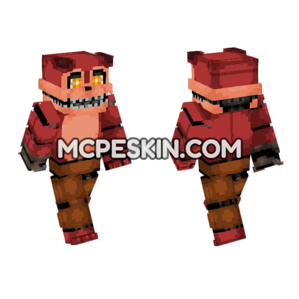 Foxy Fredbear's Family Diner Minecraft Bedrock skin, front and back