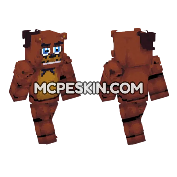 Freddy Fazbear 2.0 Minecraft Bedrock skin, front and back