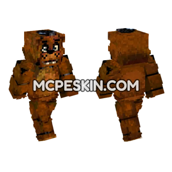 Freddy Fazbear Five Nights Minecraft Bedrock skin, front and back