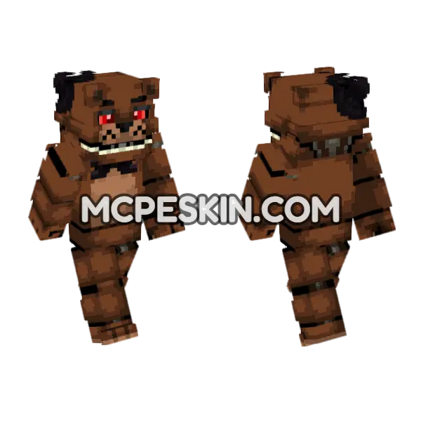 Freddy Fazbear Night Mode Minecraft Bedrock skin, front and back