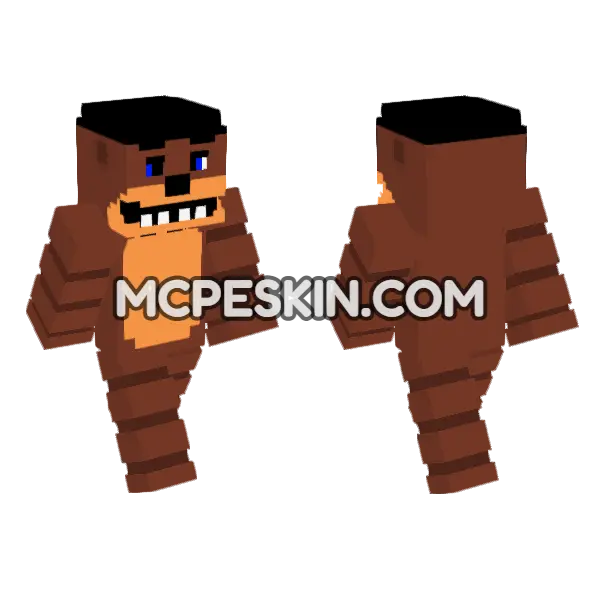 Freddy Fazbear Retake Minecraft Bedrock skin, front and back