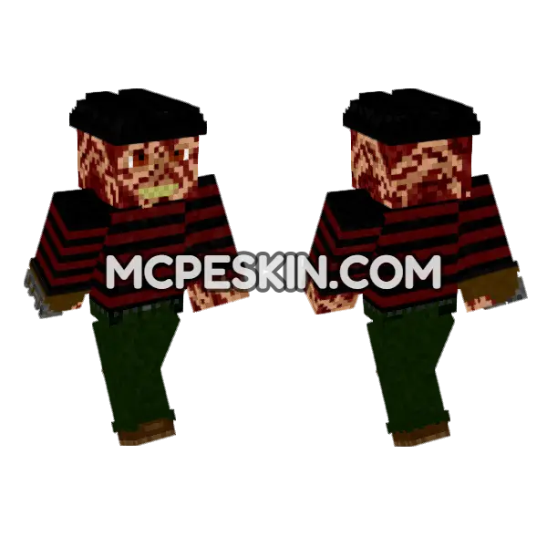 Freddy Krueger Nightmare Skin Minecraft Bedrock skin, front and back