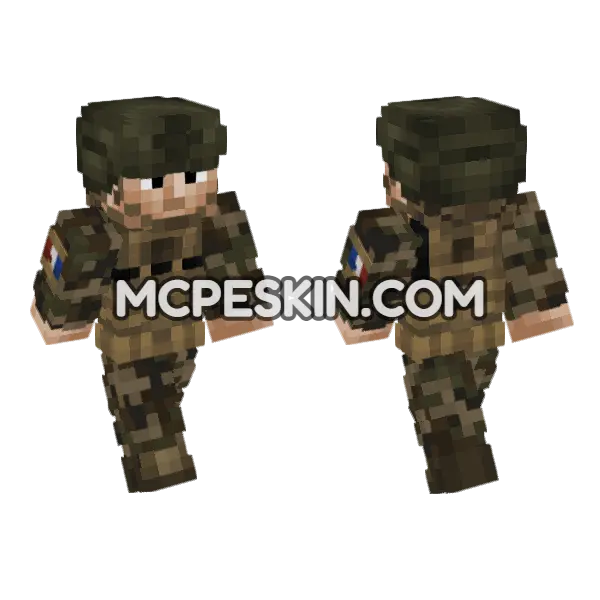 French Army Soldier Minecraft Bedrock skin, front and back