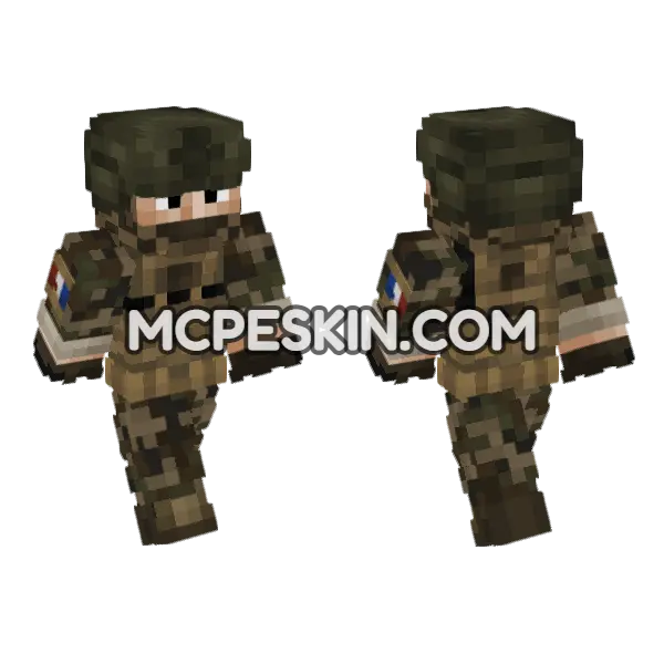 French Army Soldier V2 Minecraft Bedrock skin, front and back