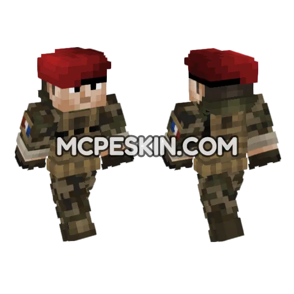 French Army Soldier V3 Minecraft Bedrock skin, front and back