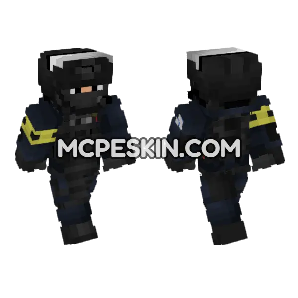 French Police GIGN Operator Minecraft Bedrock skin, front and back