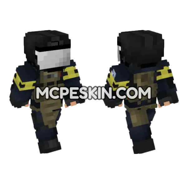 French Police GIGN Operator Minecraft Bedrock skin, front and back