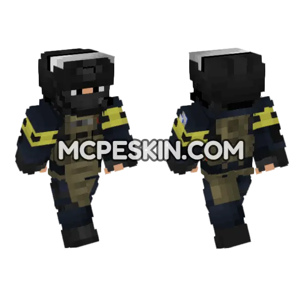 French Police GIGN Operator Minecraft Bedrock skin, front and back