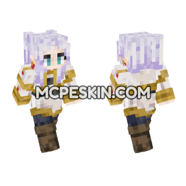 Frieren Mage Outfit Minecraft Bedrock skin, front and back