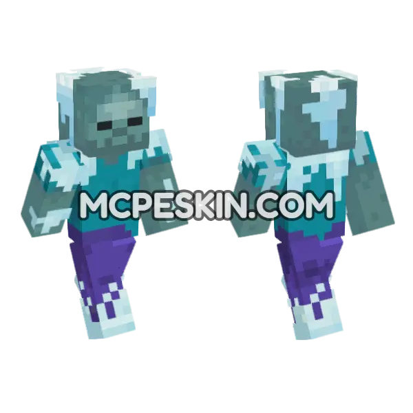 Frozen Zombie Skin Minecraft Bedrock skin, front and back