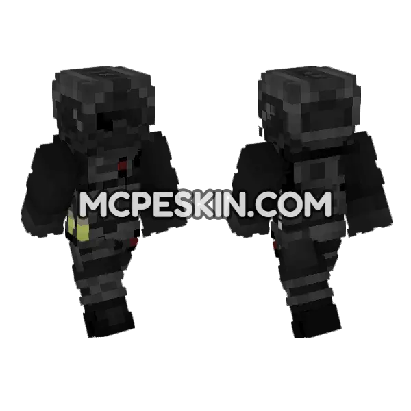 Full Black Kit V2 Minecraft Bedrock skin, front and back