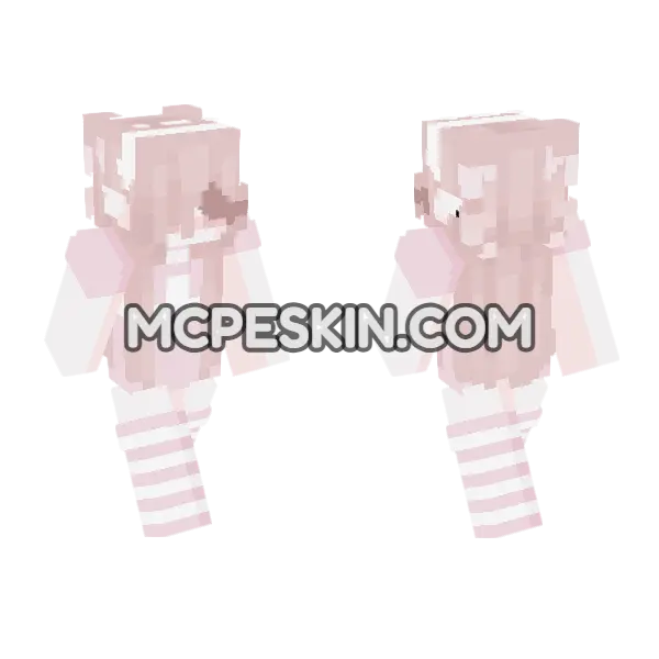 Full Pink Girl Minecraft Bedrock skin, front and back