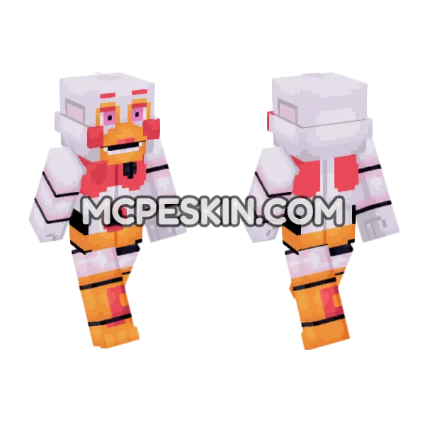 Funtime Chica FNAF Skin Minecraft Bedrock skin, front and back