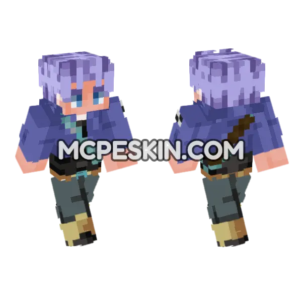 Future Trunks Minecraft Bedrock skin, front and back