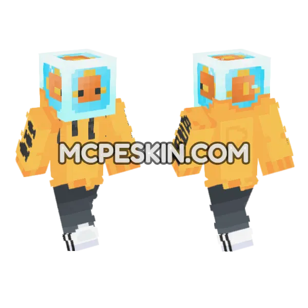 Gabepeixe Loud Orange Hoodie Minecraft Bedrock skin, front and back