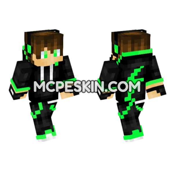 Gamer 19 Minecraft Bedrock skin, front and back