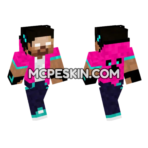Gamer 22 Pink Jacket Minecraft Bedrock skin, front and back