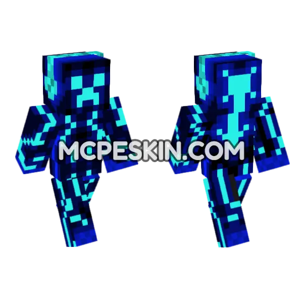 Gamer Creeper Neon Minecraft Bedrock skin, front and back