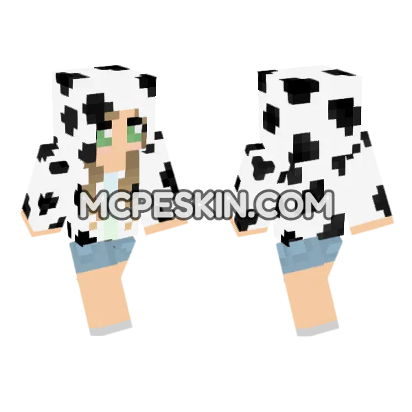 Gamingwithjen Cow Skin Minecraft Bedrock skin, front and back