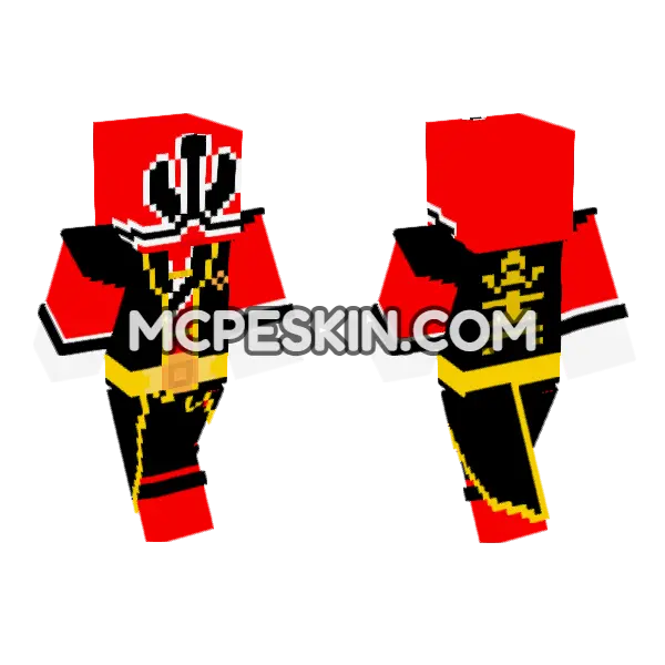 Geduo Shinken Red Minecraft Bedrock skin, front and back