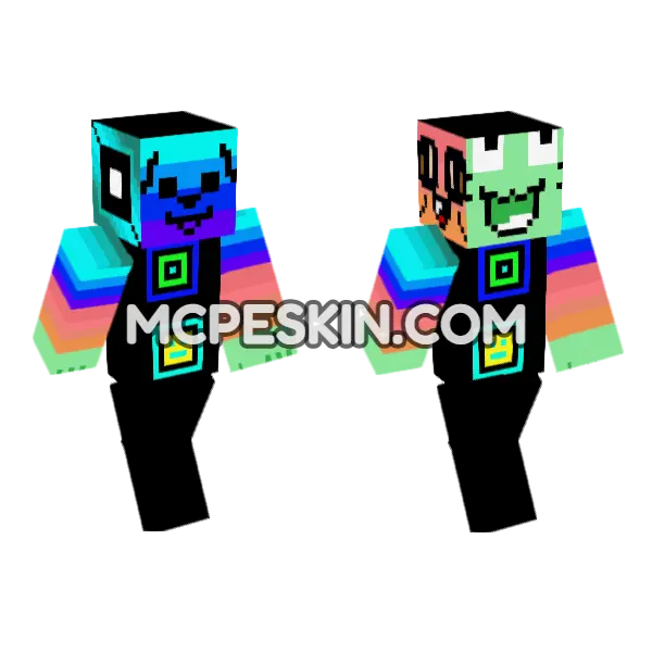 Geometry Dash Face Minecraft Bedrock skin, front and back