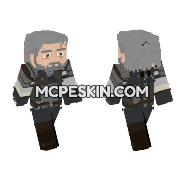 Geralt Of Rivia Minecraft Bedrock skin, front and back