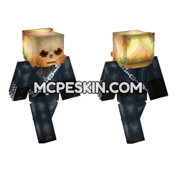 Ghost Rider Minecraft Bedrock skin, front and back