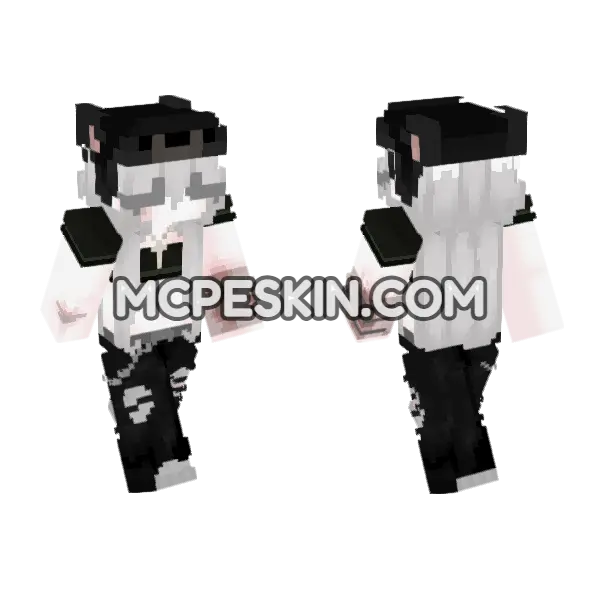 Ghostly White Hoodie Minecraft Bedrock skin, front and back