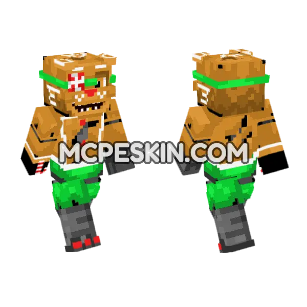 Gingerbread Foxy Minecraft Bedrock skin, front and back