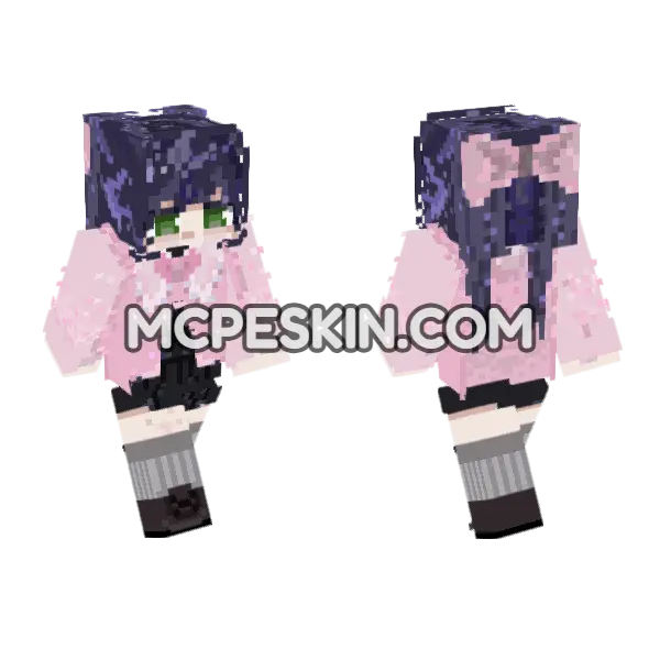 Girl In Pink Minecraft Bedrock skin, front and back